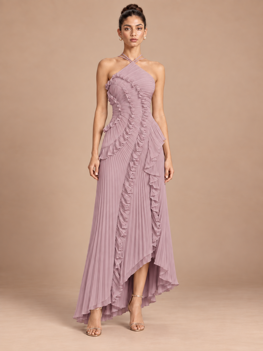 Ruffle Pleated Halter