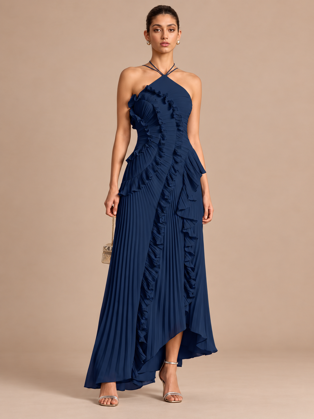 Ruffle Pleated Halter