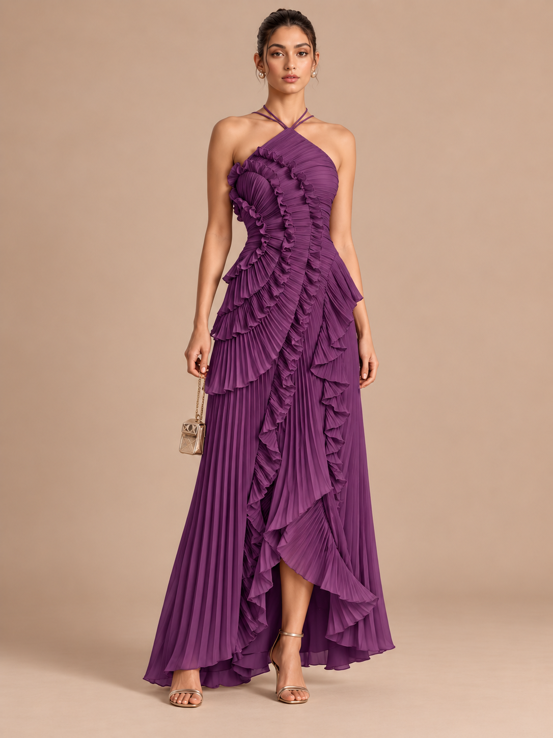 Ruffle Pleated Halter
