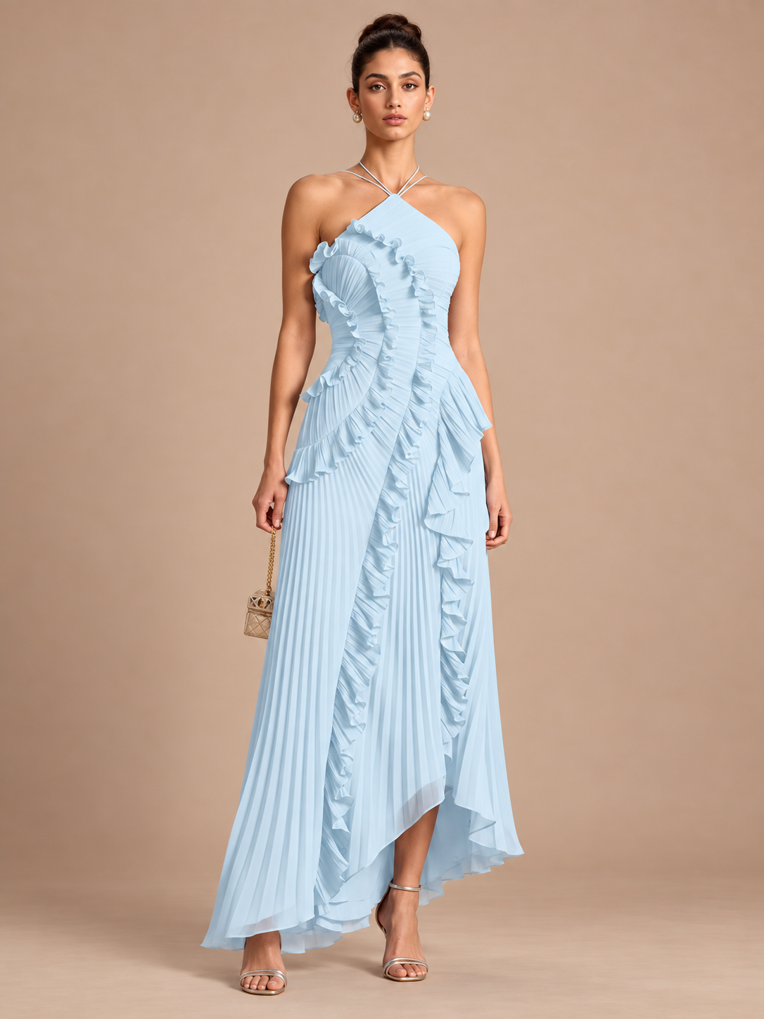 Ruffle Pleated Halter
