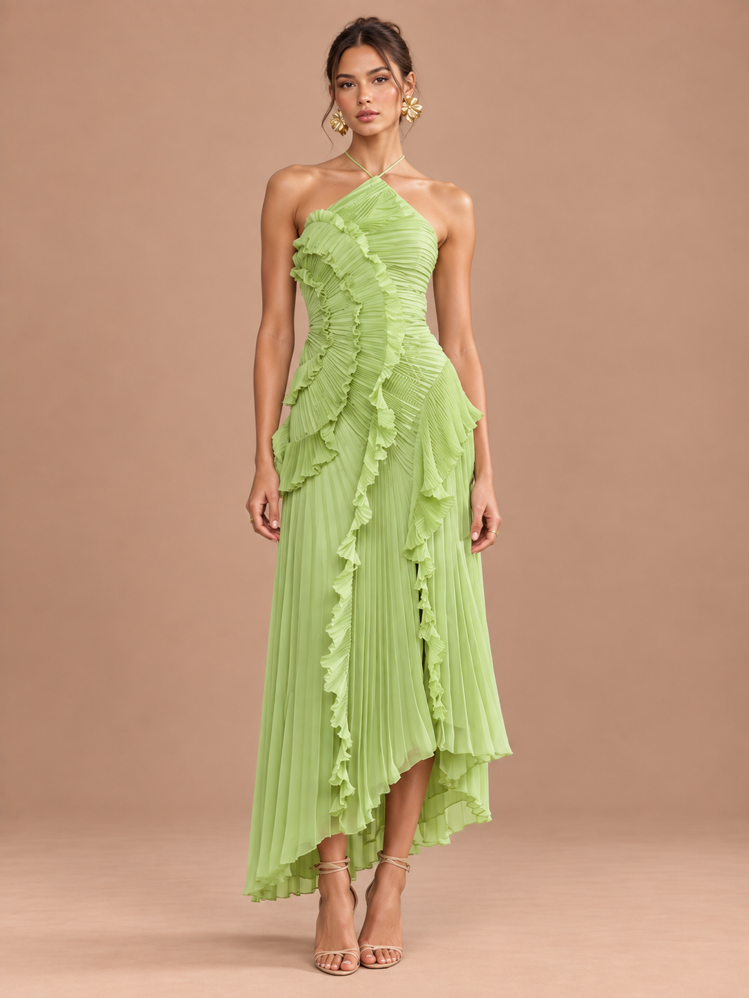 Ruffle Pleated Halter