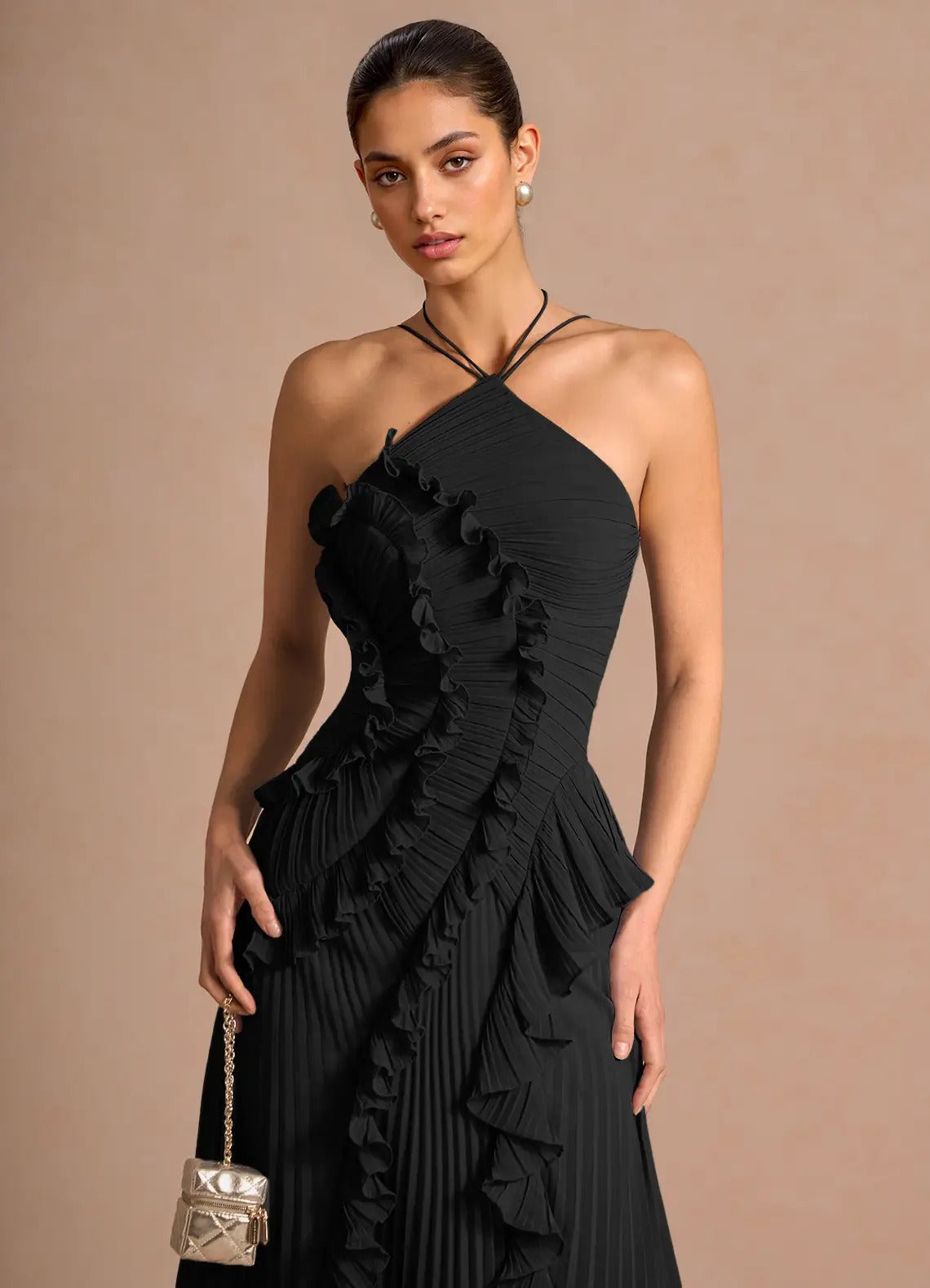 Ruffle Pleated Halter