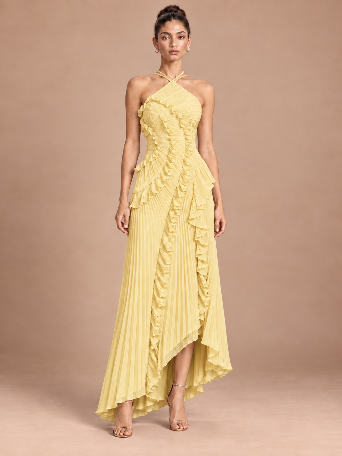 Ruffle Pleated Halter