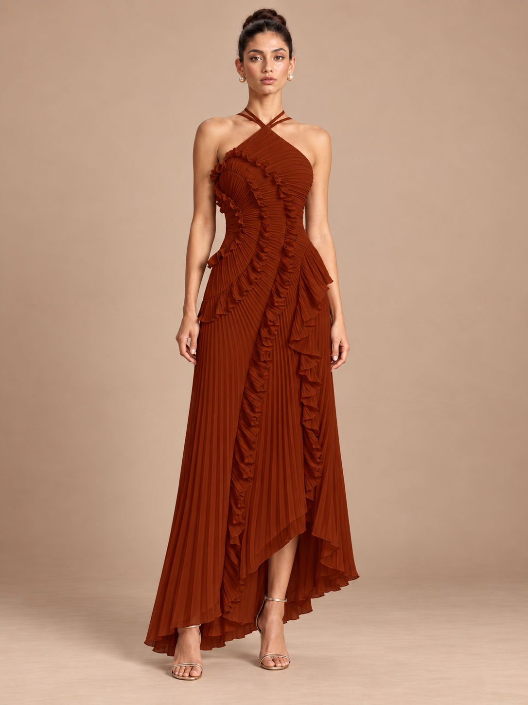 Ruffle Pleated Halter