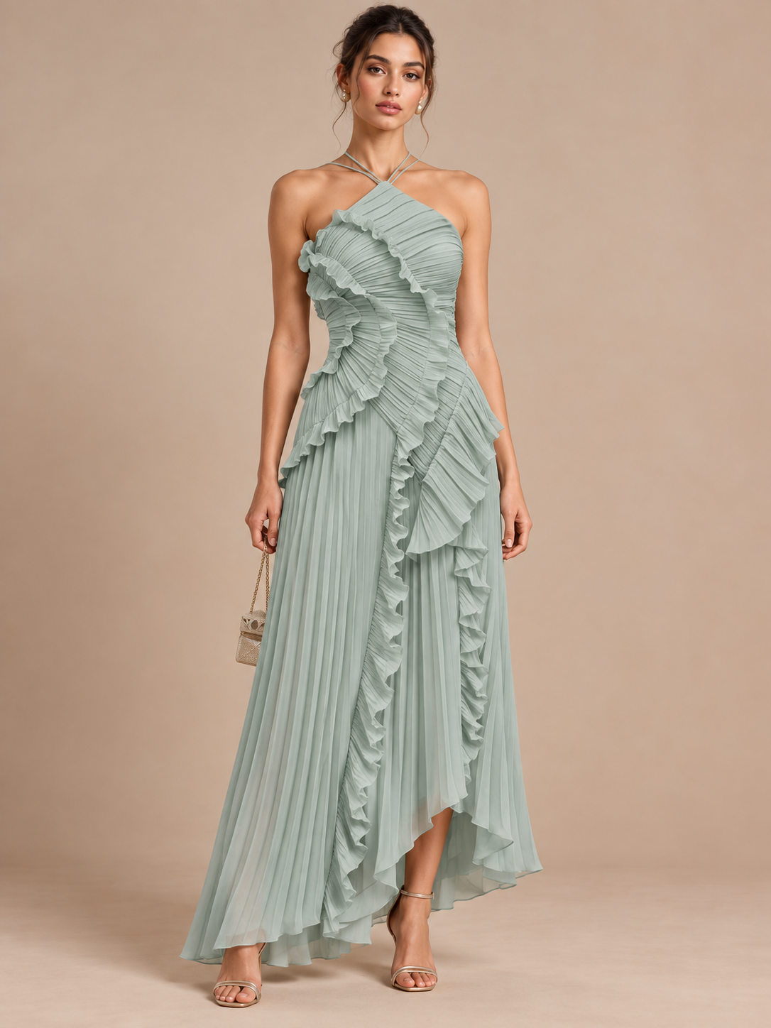 Ruffle Pleated Halter