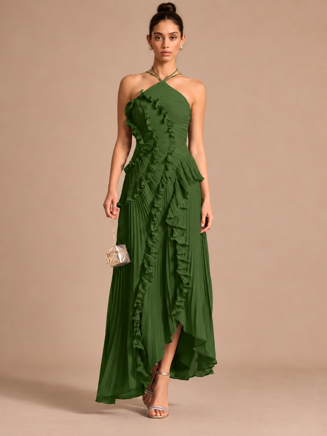 Ruffle Pleated Halter