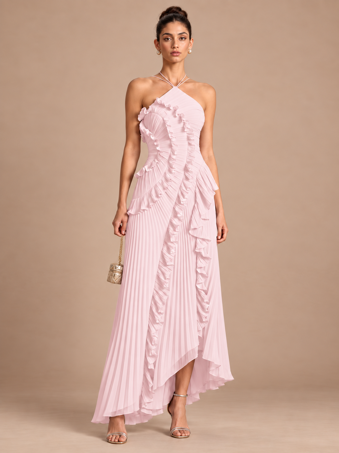 Ruffle Pleated Halter