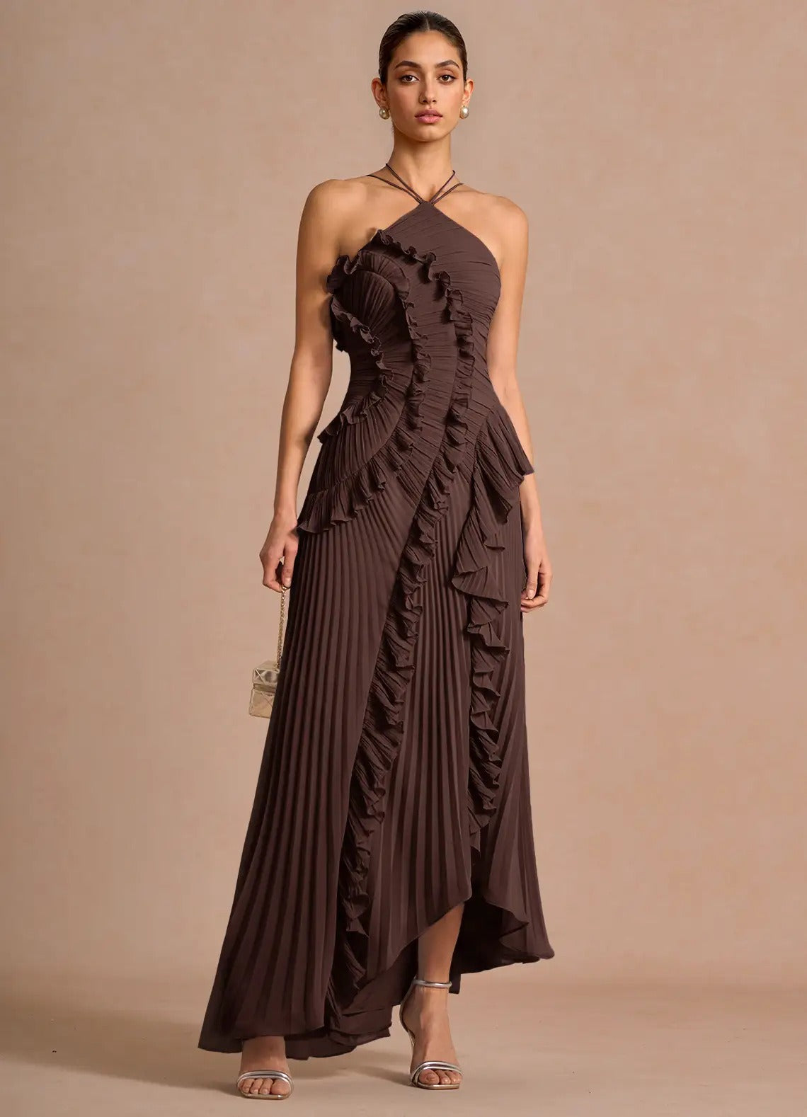 Ruffle Pleated Halter
