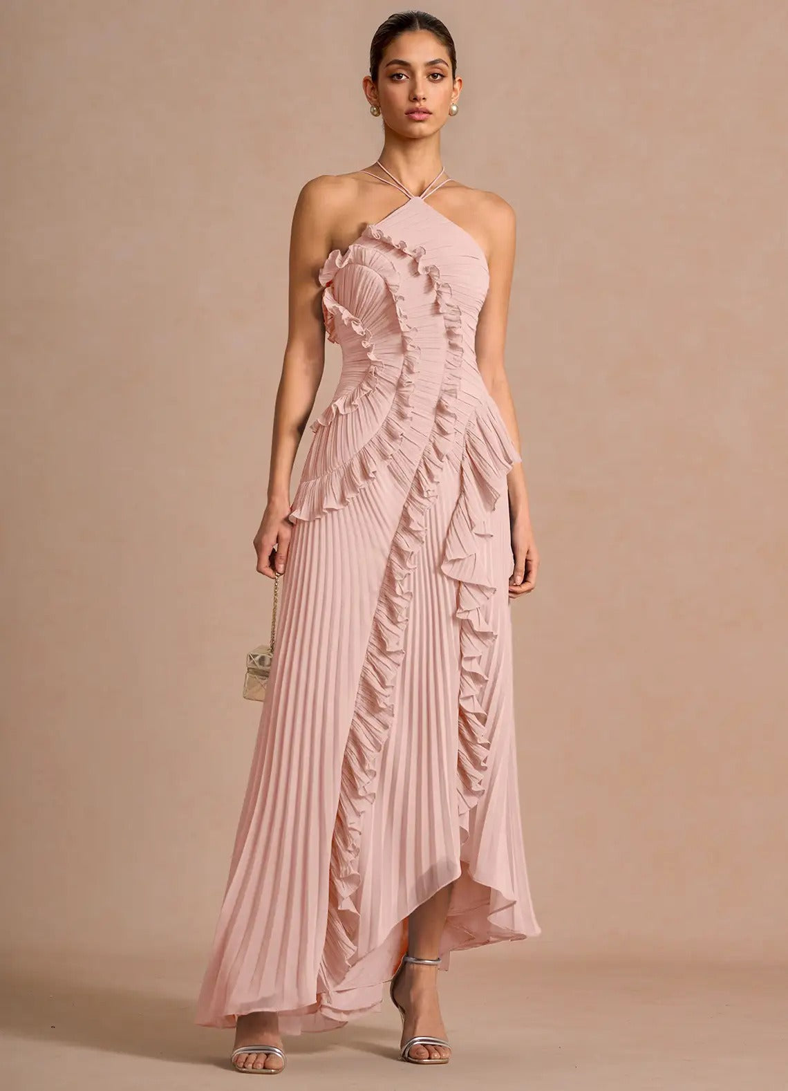 Ruffle Pleated Halter